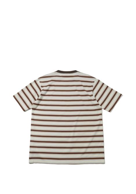 t-shirt man brown AURALEE | A26ST02GJFADE BROWN STRIPE